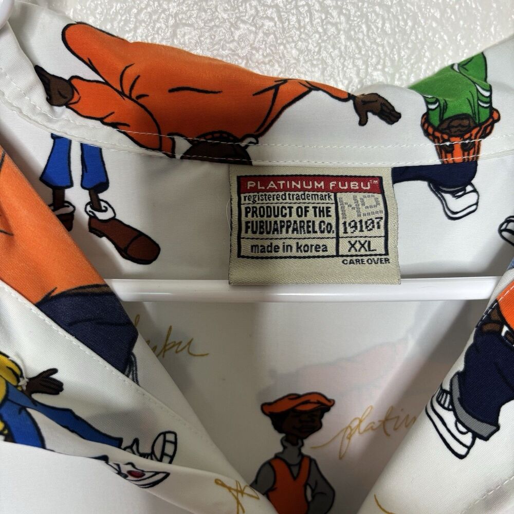VINTAGE PLATINUM FUBU FAT ALBERT & GANG BUTTON SHIRT XXL - Picture 2 of 9